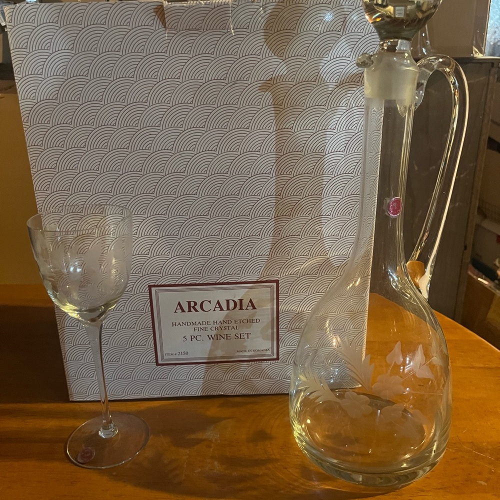 Arcadia Crystal Wine Decanter and Glass Set